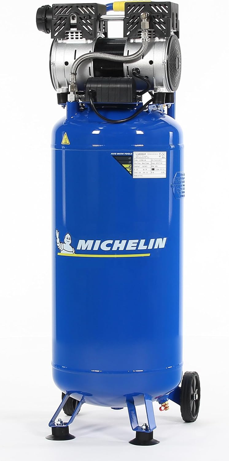 Ultra tichý - SILENT, bezolejový, vertikální vzduchový kompresor, 8 barů, 50 l, 59 dB, 106 l/min., 230 V MICHELIN MVX 50/1